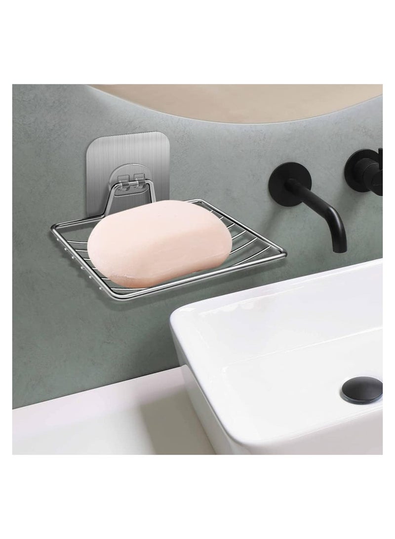 Soap Dish Holder, 2 Pack Adhesive Soap Holder Soap Tray, Shower Wall Mounted Draining Soap Saver Soapdish for Shower Bathroom Tub, Soap Sponge Holder for Kitchen Sink, Drill-Free - Image 5
