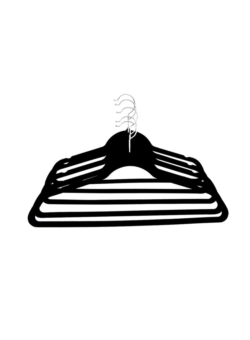 مجموعة شماعات ملابس مخملية صديقة للبيئة ومضادة للانزلاق، مكونة من 100 قطعة، مزودة بخطافات من الفولاذ المقاوم للصدأ - لون أسود، مناسبة للكبار - Image 3