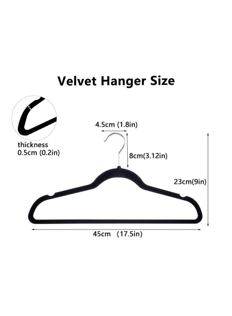 مجموعة شماعات ملابس مخملية صديقة للبيئة ومضادة للانزلاق، مكونة من 100 قطعة، مزودة بخطافات من الفولاذ المقاوم للصدأ - لون أسود، مناسبة للكبار - Image 2