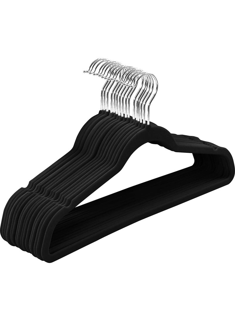 مجموعة شماعات ملابس مخملية صديقة للبيئة ومضادة للانزلاق، مكونة من 100 قطعة، مزودة بخطافات من الفولاذ المقاوم للصدأ - لون أسود، مناسبة للكبار - Image 1