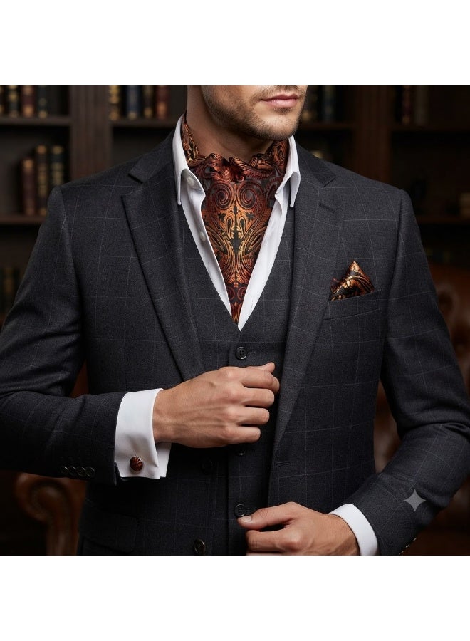 Men's Set Consisting Of Three Pieces (tie - Handkerchief - Cufflinks) - Image 1
