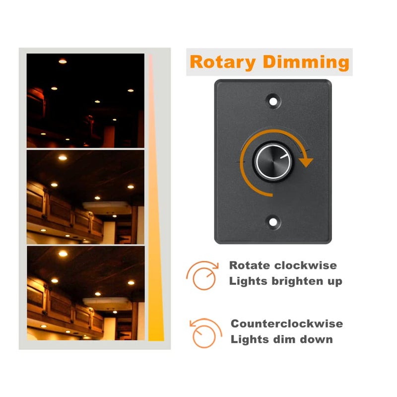 Obeaming 12V Light Dimmer 12 Volt PWM LED Dimmer Switch 6A 72W, for RV Boat Truck Camper Van Trailer Light Fixture, LED Strip Lights Rotary Knob - Image 5