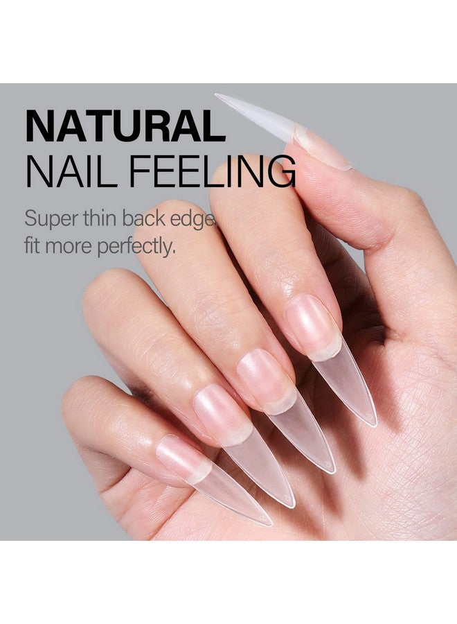 AILLSA Long Stiletto Nail Tips Upgraded Matte Soft Gel Full Cover Nail Tips No Filed 240Pcs Preshaped Gelly Tips Acrylic Clear False Press On Nail Tips For Soak Off Nail Extension 10 Sizes - Image 3