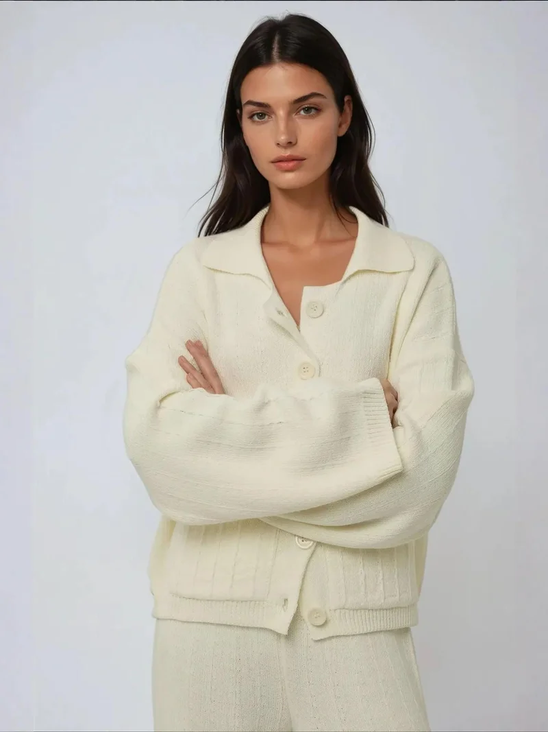 HICCUP Textured Knitwear Cardigan with Buttons