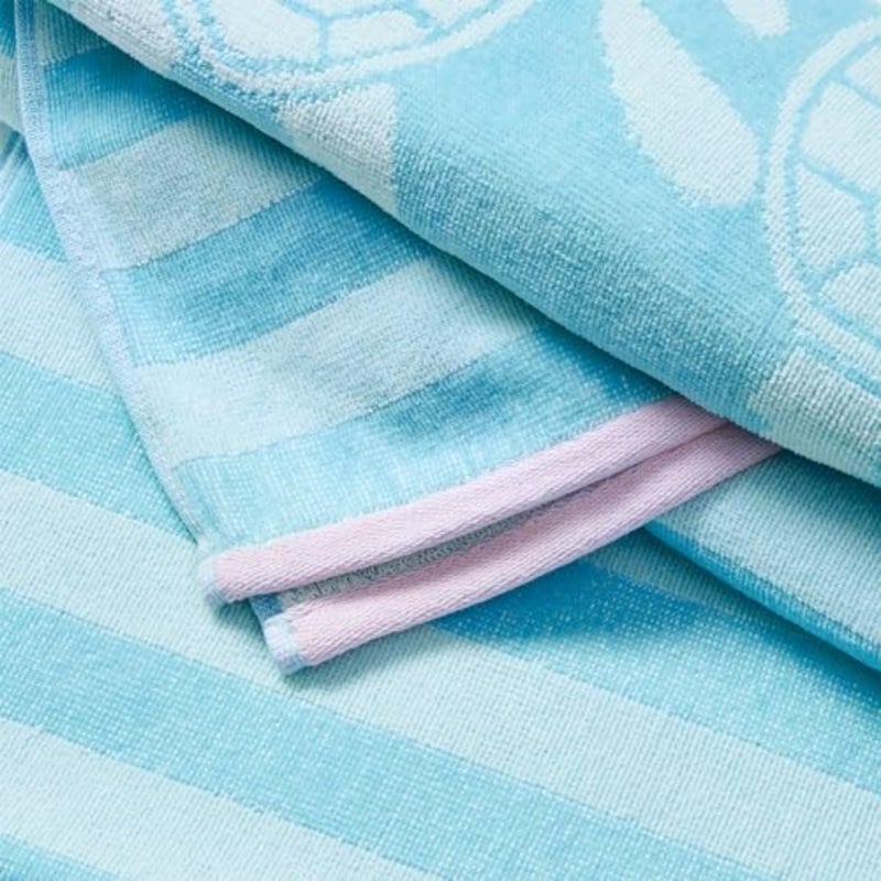 100% Cotton Beach Towels 2 Pack of 30 x 60" Blue Pool Towels for Adults and Absorbent and Quick Dry Towels Seafoam Turtle and Stripes - Image 3