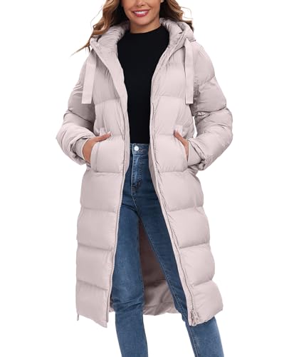 HOTIAN Womens Winter Maxi Long Puffer Coat Thicken Hooded Down Quilted Padded Jacket Winter Warm Outerwear - Image 1