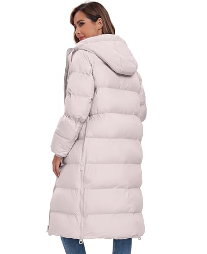 HOTIAN Womens Winter Maxi Long Puffer Coat Thicken Hooded Down Quilted Padded Jacket Winter Warm Outerwear - Image 2
