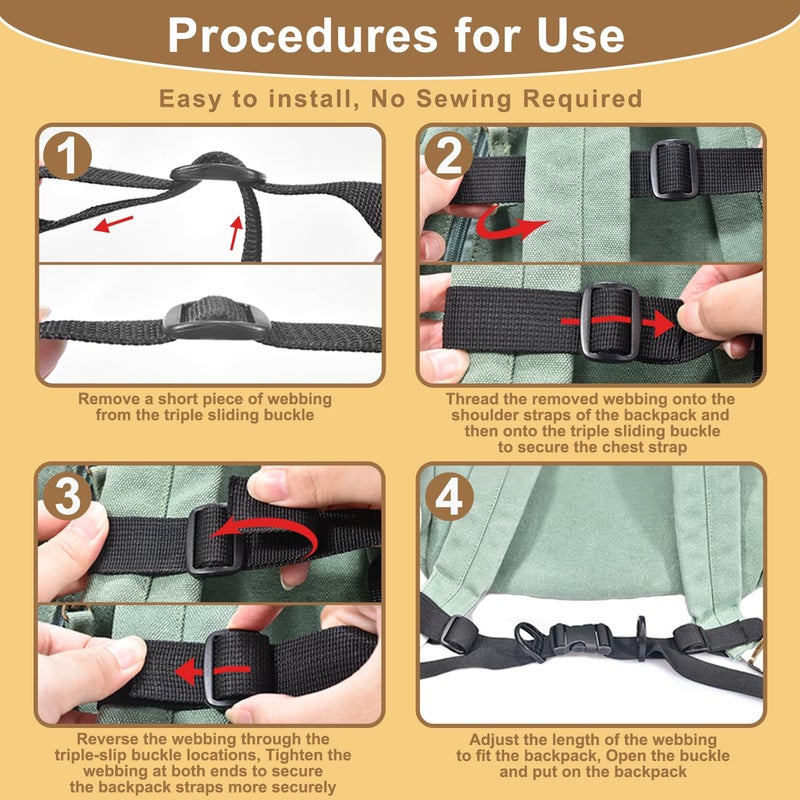 ManTangSun Outdoor Adjustable Chest Strap for Backpack Replacement, Camping Hiking Sternum Straps for Backpacks With Quick Release Buckle (Black, 1pcs) - Image 3