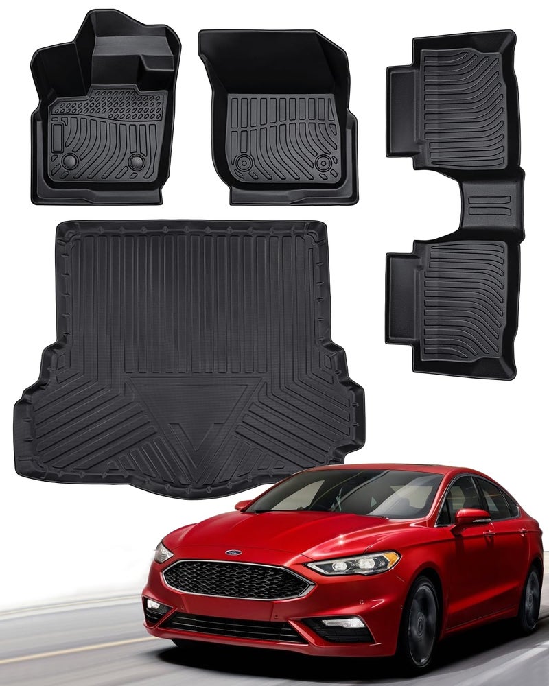 BAMACAR Floor Mats & Cargo Liner for Ford Fusion 2020 2019 2018 2017 (Not Hybrid), All-Weather 1st & 2nd Row Carpets Trunk Mat for Ford Fusion 2017-2020 Car Accessories - Image 1