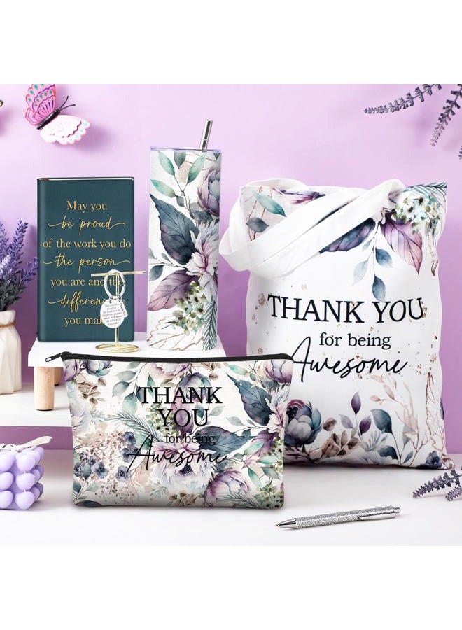 Wiwiqing 6 Pcs Appreciation Gift Set for Coworker Female Women Thank You May You Be Proud Ink Flower Gifts for Employee Staff Volunteer Administrative Professional Assistant(Retro Style) - Image 2