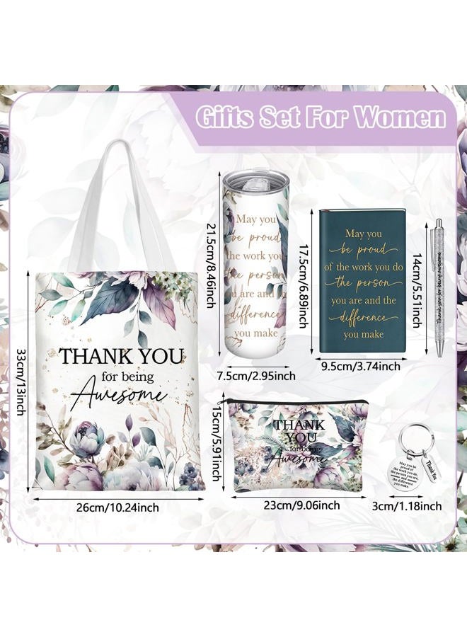 Wiwiqing 6 Pcs Appreciation Gift Set for Coworker Female Women Thank You May You Be Proud Ink Flower Gifts for Employee Staff Volunteer Administrative Professional Assistant(Retro Style) - Image 3