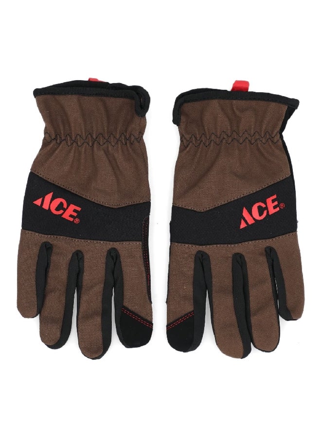 ACE Canvas Padded Firm Grip Synthetic Leather Gardening Gloves Brown and Black XL 53698-23  - Image 1