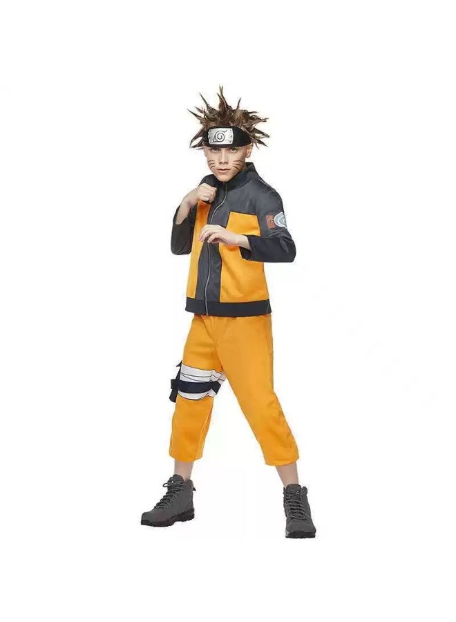 Naruto Uzumaki Kids Cosplay Costume Set (Jacket + Pants + Headband) – Anime-Accurate Design, Three Sizes Available Size:M(115-125CM) - Image 2