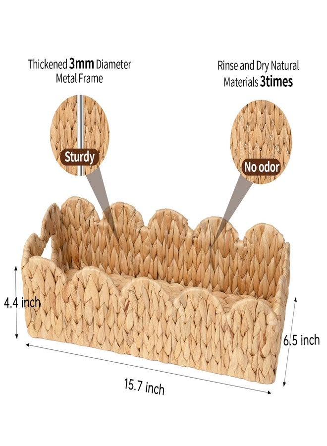 Coeusy Toilet Tank Basket for Bathroom,Scalloped Edge Wicker Basket for Toilet Paper Storage,Small Baskets for Countertop,Shelves,Living Room,Bedroom,Both Organizer&Decor,Natural Water Hyacinth - Image 4