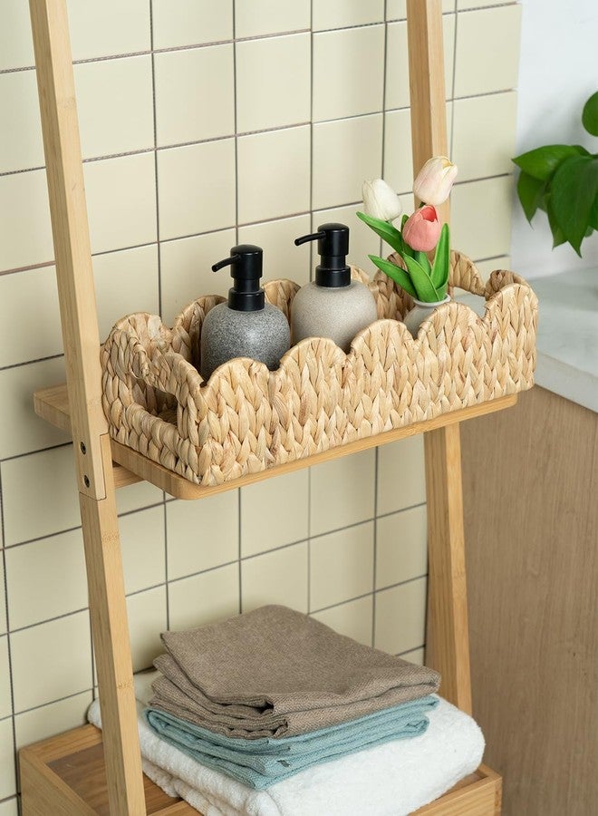 Coeusy Toilet Tank Basket for Bathroom,Scalloped Edge Wicker Basket for Toilet Paper Storage,Small Baskets for Countertop,Shelves,Living Room,Bedroom,Both Organizer&Decor,Natural Water Hyacinth - Image 5