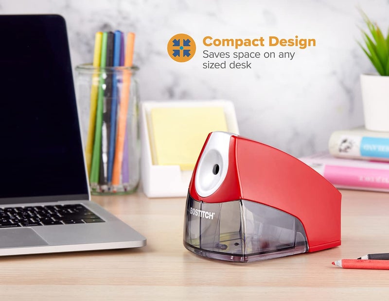 Bostitch Office Electric Pencil Sharpener, Heavy Duty Powerful Stall-Free Motor, High Capacity Shavings Tray, for Office or Classroom, Red - Image 3