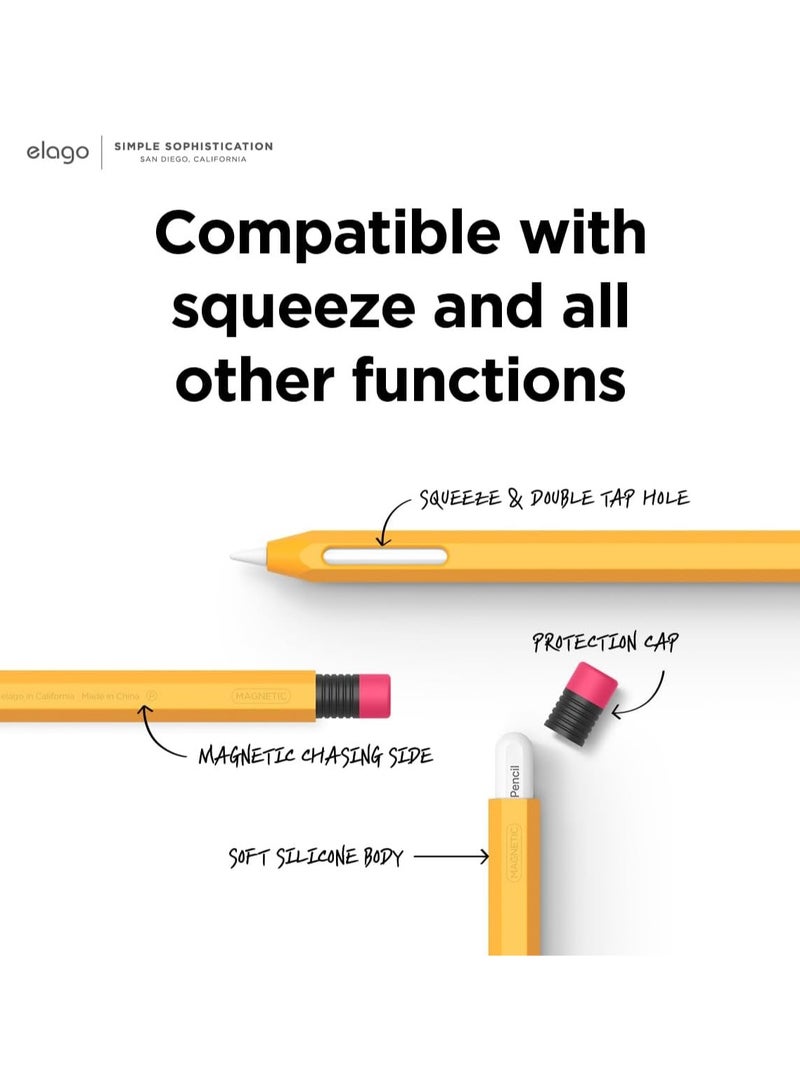 Elago Classic Pencil for Apple Pencil 2nd Generation Case Cover Sleeve, Classic Design, Compatible with Magnetic Charging and Double Tap - Yellow - Image 3