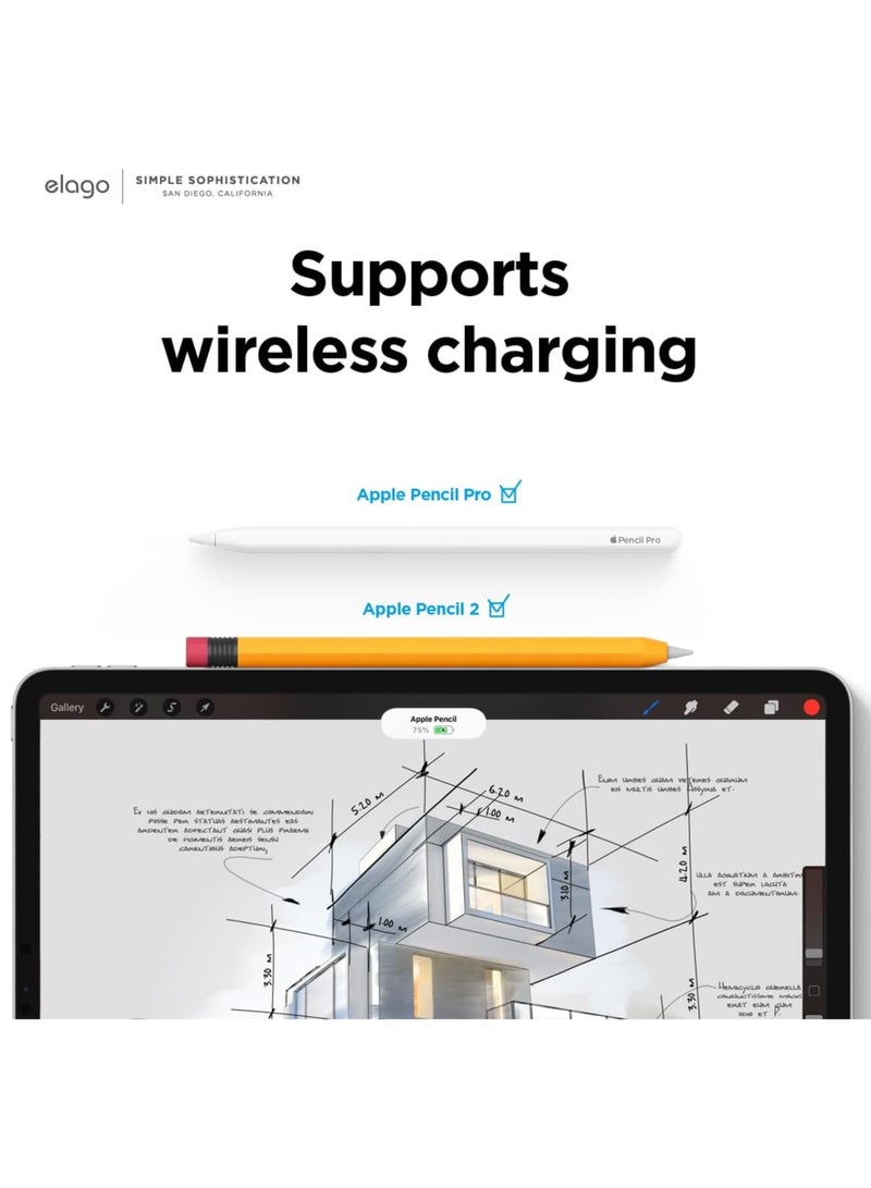 Elago Classic Pencil for Apple Pencil 2nd Generation Case Cover Sleeve, Classic Design, Compatible with Magnetic Charging and Double Tap - Yellow - Image 2