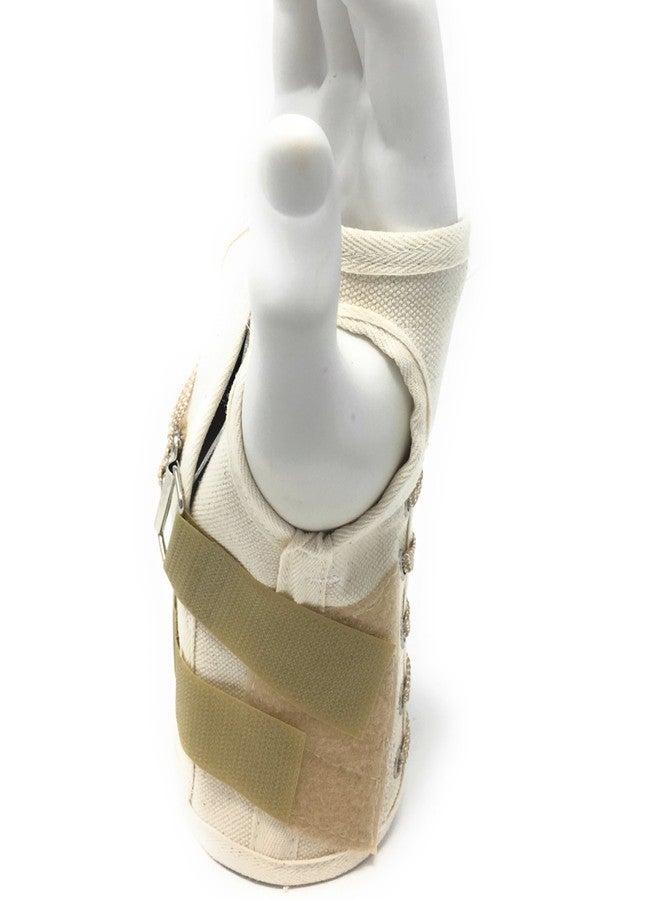 OTC Wrist Splint, Prop-Up Lacing for Carpal Tunnel Relief, Canvas, White, Right Hand, Medium - Image 3