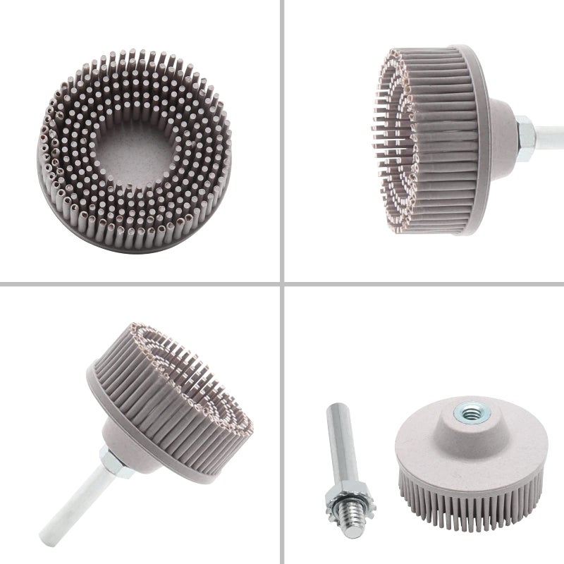 Jersvimc 2Pcs 120 Grit White Bristle Disc Attachment, 2 Inch Abrasive Bristle Disc Gasket Removal Disc with 1/4 Shank Coating Removal Disc for Rotary Tool - Image 1