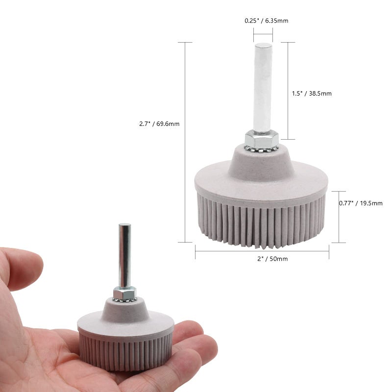 Jersvimc 2Pcs 120 Grit White Bristle Disc Attachment, 2 Inch Abrasive Bristle Disc Gasket Removal Disc with 1/4 Shank Coating Removal Disc for Rotary Tool - Image 2