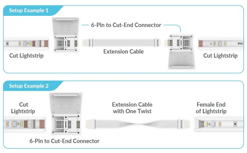 Litcessory 6-Pin to Cut-End Connector for Philips Hue Lightstrip Plus (4 Pack, White - MICRO 6-PIN V4) - Image 5