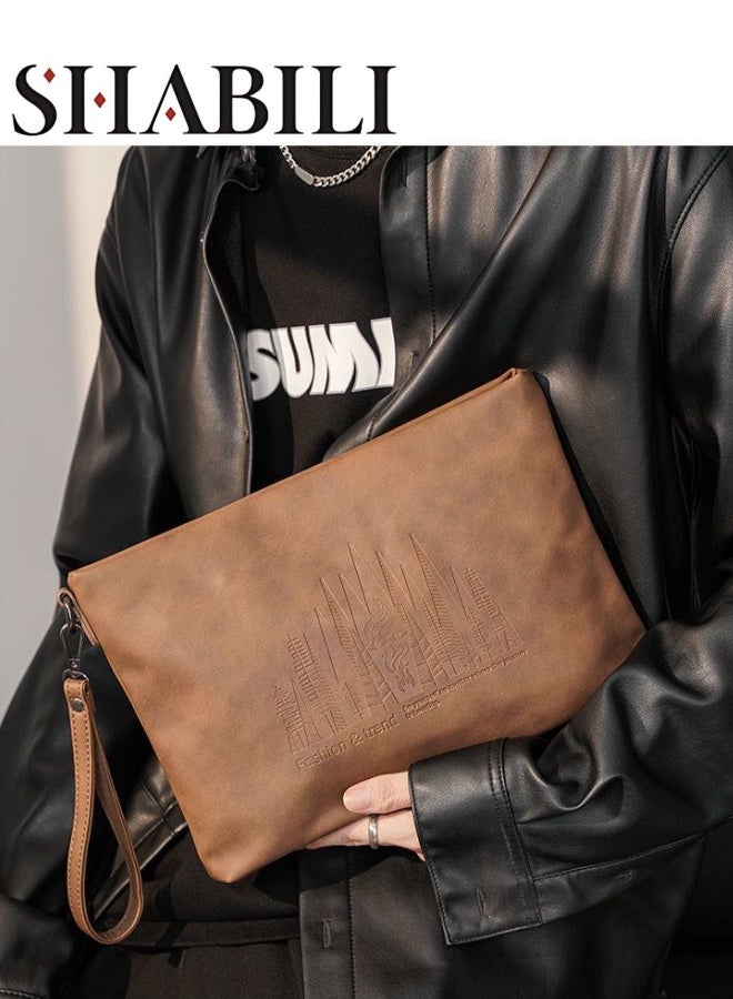 SHABILI Men's Business Casual Clutch Bag, Large-capacity Wallet Card Holder Coin Purse Passport Bag Phone Bag, Portable Gentleman Style Tote Bag Briefcase President Bag Gents Bag  - Image 1