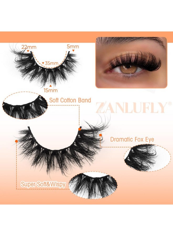 zanlufly Mink Lashes Cat Eye Lashes Fluffy Fox Eye False Eyelashes Lashes Natural 6D D Curl Volume Fake Eyelashes Soft Handmade Lashes That Look Like Extensions Lashes Pack - Image 2