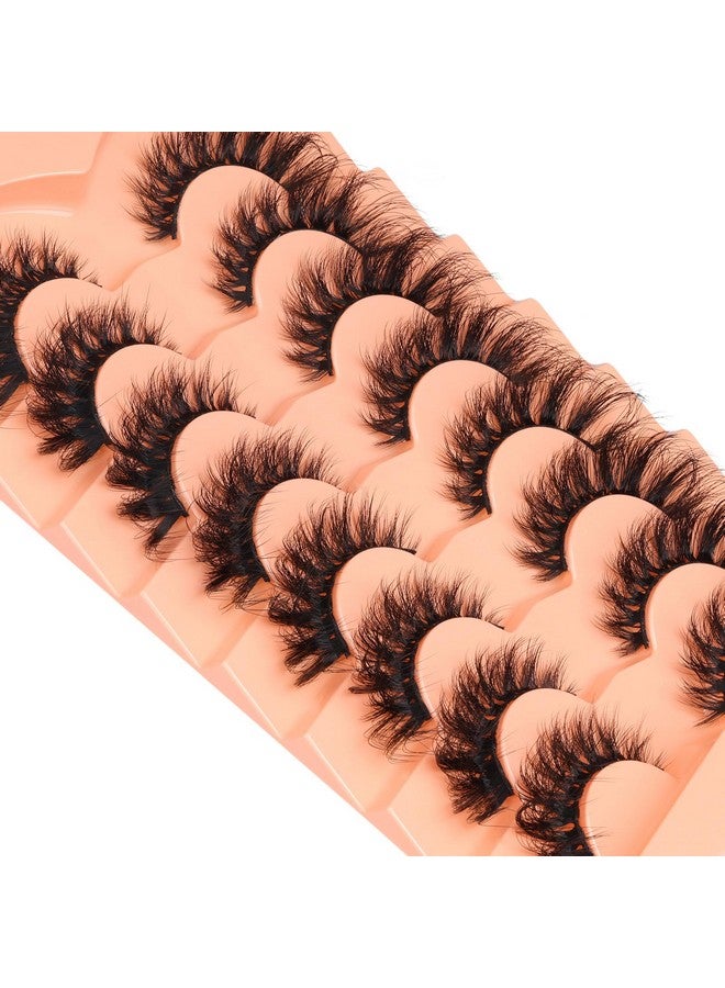 zanlufly Mink Lashes Cat Eye Lashes Fluffy Fox Eye False Eyelashes Lashes Natural 6D D Curl Volume Fake Eyelashes Soft Handmade Lashes That Look Like Extensions Lashes Pack - Image 3
