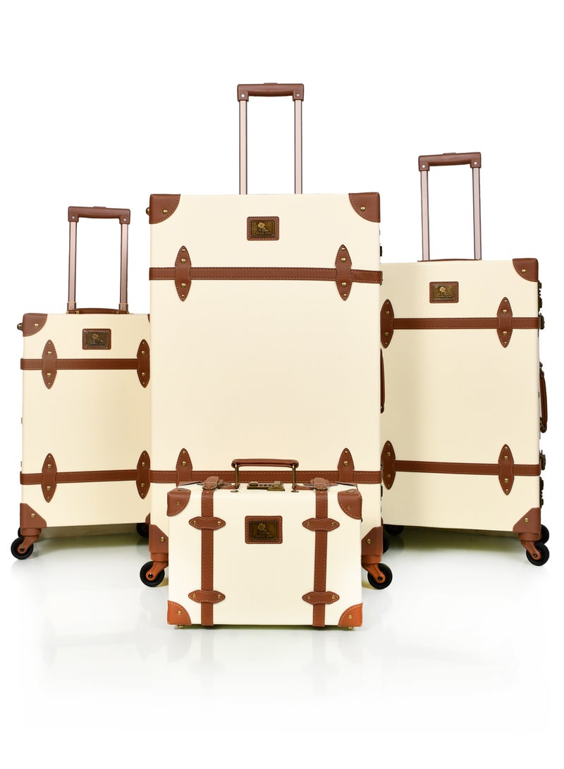 مورانو حقائب سفر كلاسيكية من جلد مورانو 4 قطع بعجلات دوارة وقفل أمان - Image 1