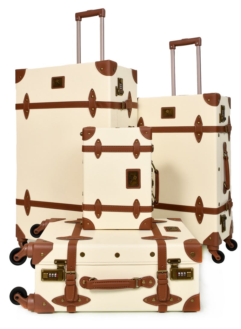 مورانو حقائب سفر كلاسيكية من جلد مورانو 4 قطع بعجلات دوارة وقفل أمان - Image 2