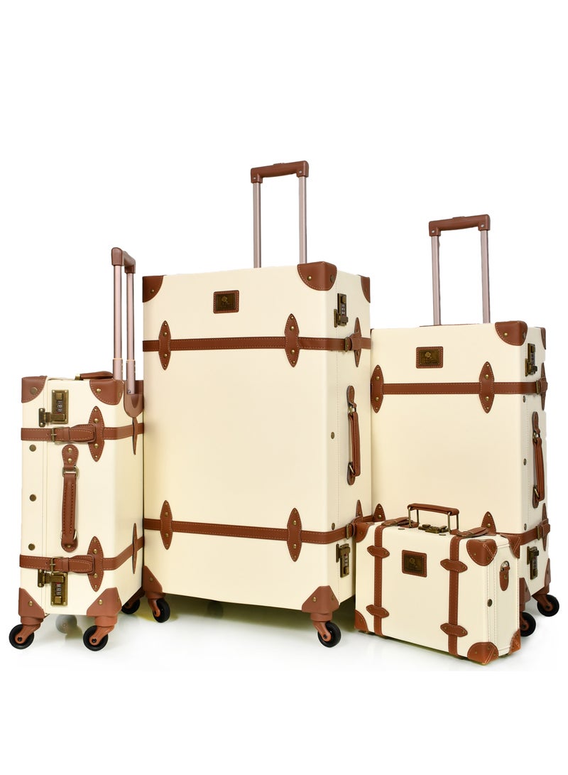 مورانو حقائب سفر كلاسيكية من جلد مورانو 4 قطع بعجلات دوارة وقفل أمان - Image 3