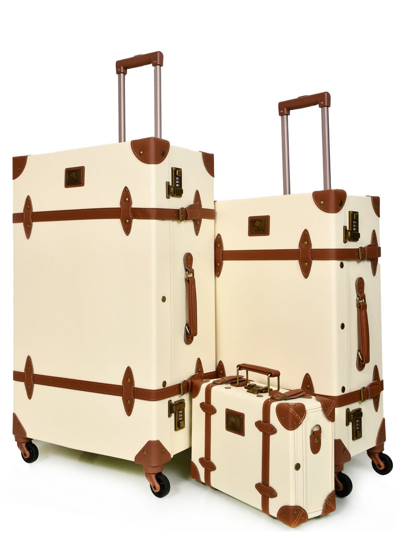 مورانو حقائب سفر كلاسيكية من جلد مورانو 4 قطع بعجلات دوارة وقفل أمان - Image 4