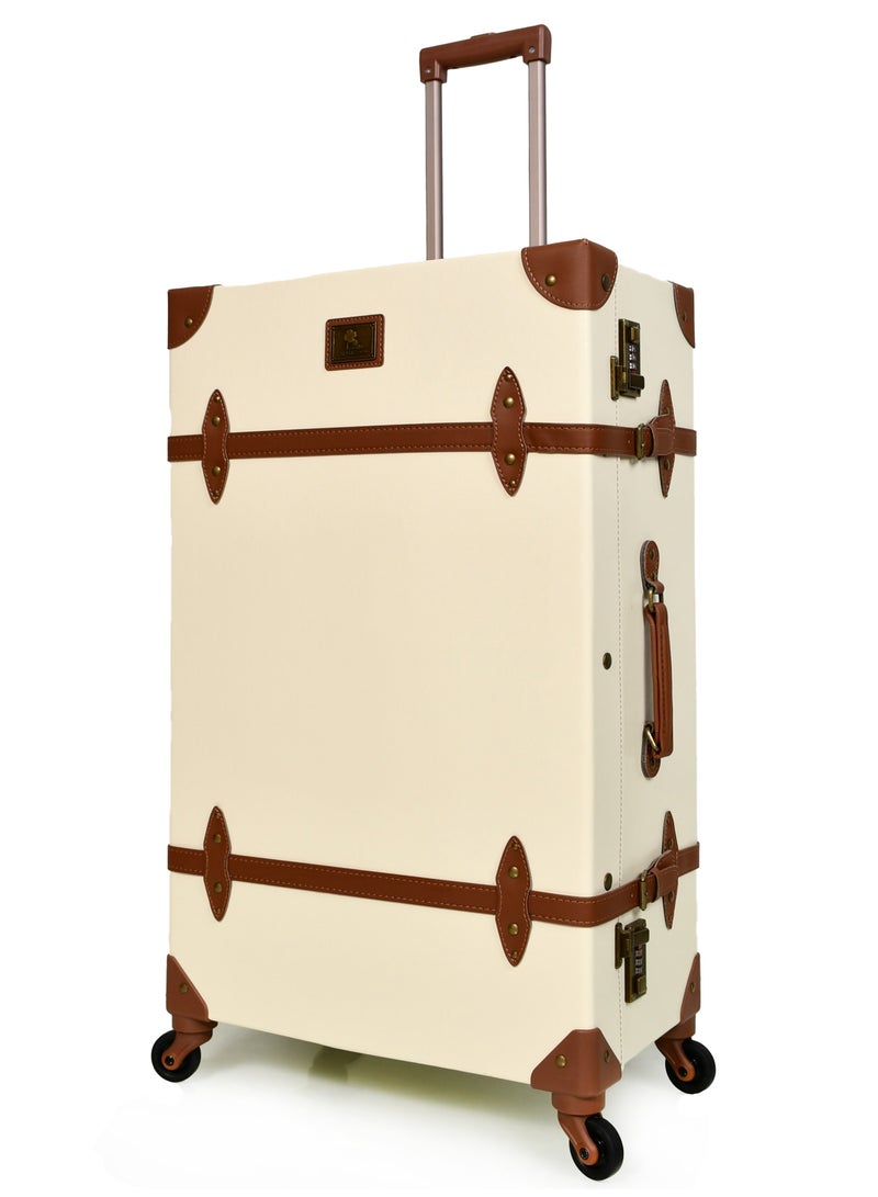 مورانو حقائب سفر كلاسيكية من جلد مورانو 4 قطع بعجلات دوارة وقفل أمان - Image 5