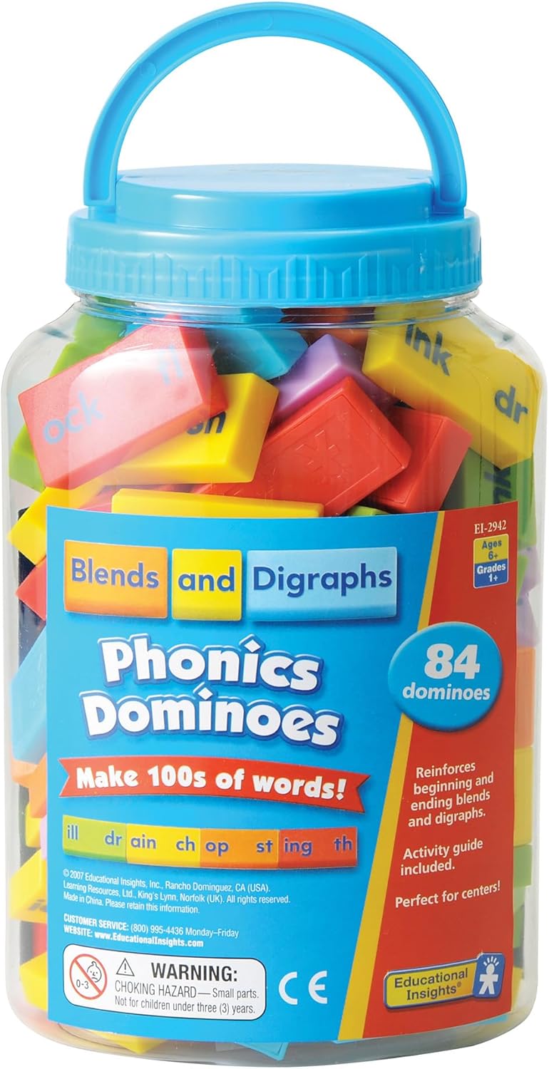 Educational Insights Phonics Dominoes - Blends & Digraphs Learning Game with 84 Colorful Pieces - Image 1