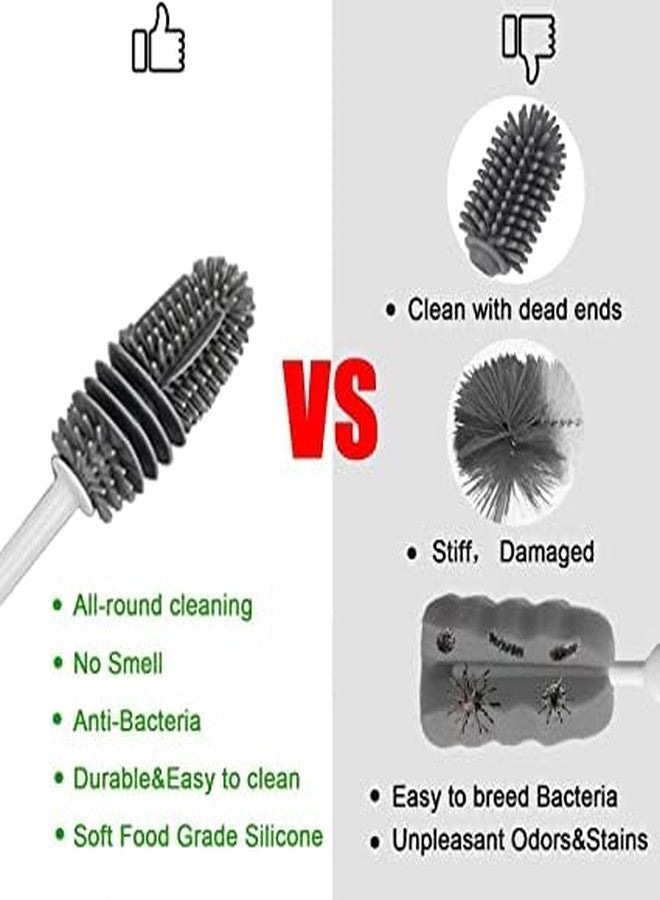 DOMUM Silicone Bottle Brush & 2pcs Steel Scrub for Cleaning Bottle, Glass & Utensils - Combo Pack. - Image 5