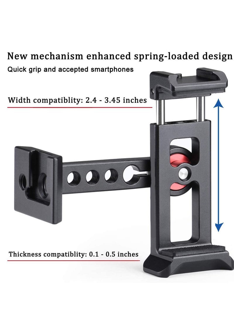 Y&D Cinema Phone Holder Tripod Mount, 2 Cold Shoe Slot,Arca/RRS Dovetail and 1/4'' Screw Mount Adapter,for iPhone 6 7 8 9 X 11 12 13 Pro  - Image 4