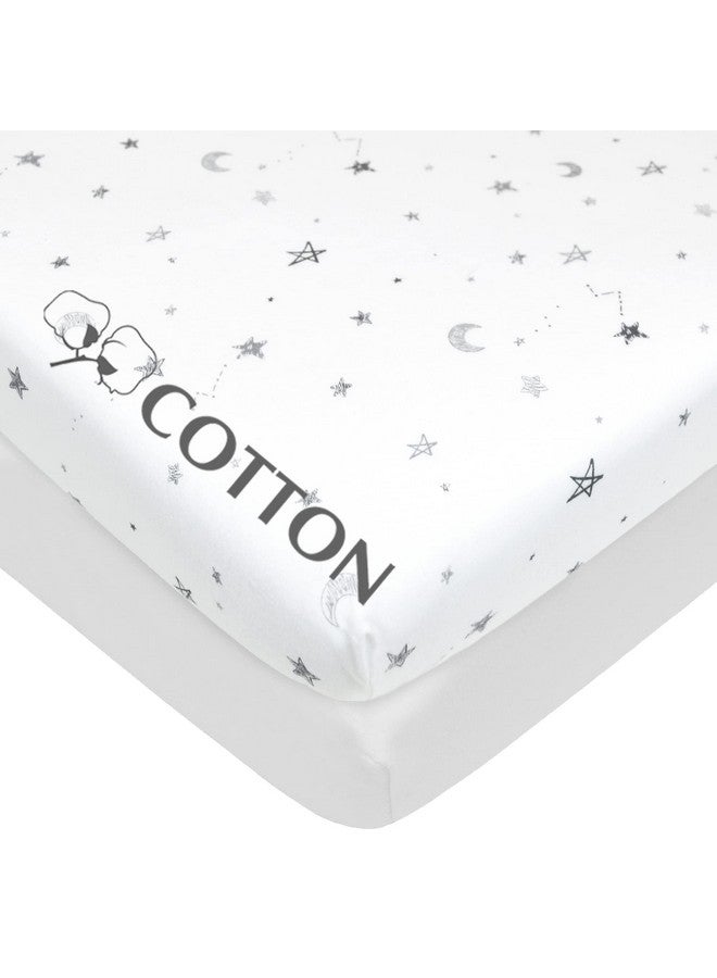 American Baby Company American Baby Company 2 Pack Printed 100% Natural Cotton Jersey Knit Fitted Pack N Play Playard Sheet, Gray Star and White, Soft Breathable, for Boys and Girls - Image 3