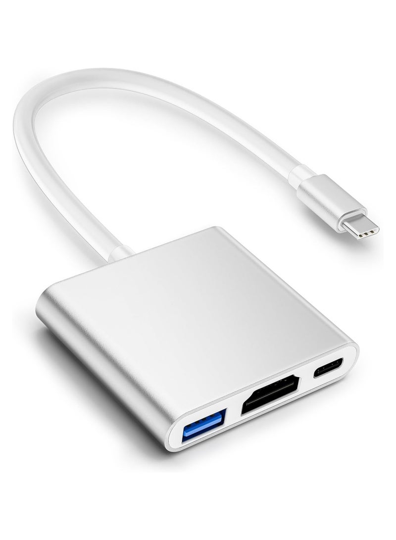 USB C to HDMI Adapter, 4K HDMI to USB-C Adapter with 100W PD and USBA 3.0 Port USBC Hub Multiport Adapter Compatible with MacBook Pro/Air, iPad Pro/Air, Dell XPS, iPhone 15 Pro/Max, Android and More - Image 1
