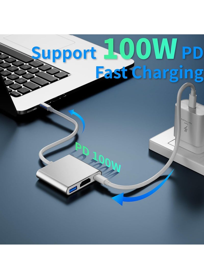 USB C to HDMI Adapter, 4K HDMI to USB-C Adapter with 100W PD and USBA 3.0 Port USBC Hub Multiport Adapter Compatible with MacBook Pro/Air, iPad Pro/Air, Dell XPS, iPhone 15 Pro/Max, Android and More - Image 4