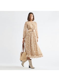 FAV Floral Print Midi Shirt Dress with Long Sleeves  - Image 2