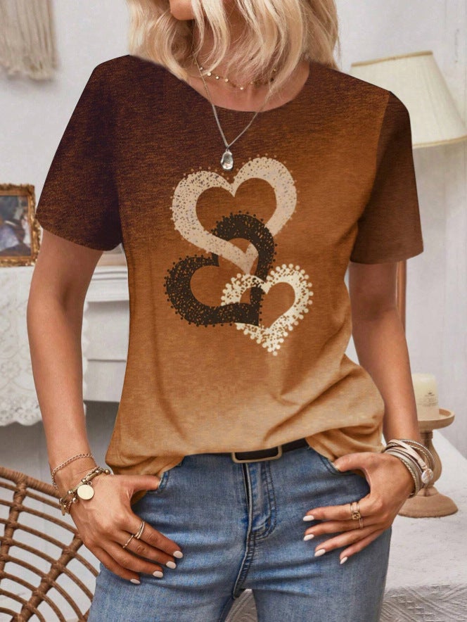 2025 Women'S Top Independent Station Love Lips Crewneck Printed Short-Sleeved T-Shirt - Image 1