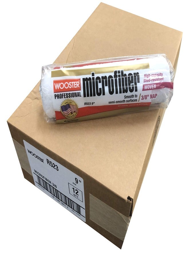 Wooster Brush R523 9 inch Microfiber 3/8 inch Nap Paint Roller Cover - Pack of 12 - Image 2