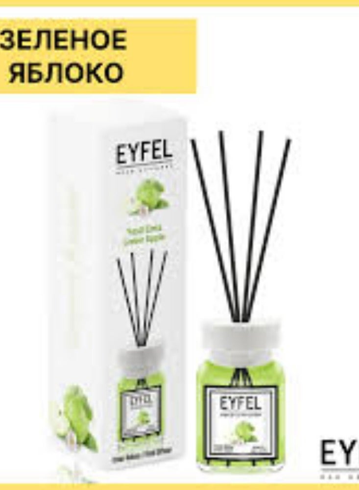 Eyfel Reed Diffuser مع 4 أعواد قنينة زجاجية سعة 120 مل مع غطاء سيراميك للعطور المنزلية وغرفة المعيشة وديكور المكتب من تركيا (التفاح الأخضر) - Image 2