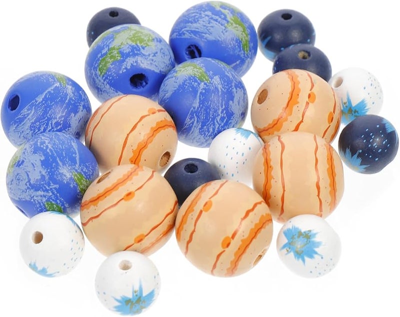 SMASOLO 20 قطعة خرز خشبي غير مكتمل لصنع المجوهرات DIY والحرف اليدوية للأطفال وديكورات المكراميه - Image 1