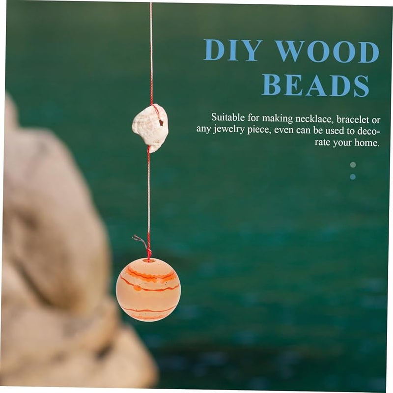SMASOLO 20 قطعة خرز خشبي غير مكتمل لصنع المجوهرات DIY والحرف اليدوية للأطفال وديكورات المكراميه - Image 3