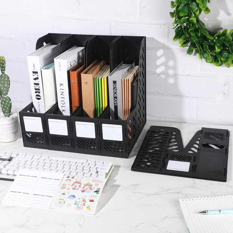 Glenmal Glenmal 6 Pcs Plastic Magazine File Holder Collapsible Magazine Organizers Binder Vertical Magazine Rack Holder for Home Office School Desktops Aesthetic Storage AccessoriesBlack  - Image 5