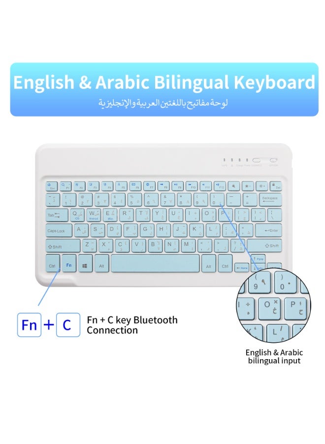 أوتشوانغ حافظة كيبورد عالمية متوافقة مع سامسونج جالكسي تاب اس 7 بلس/اس 7 اف اي/اس 8 بلس/اس 9 بلس/اس 9 اف اي بلس، 12.4 انش، كيبورد عربية لاسلكية مغناطيسية قابلة للفصل مع غطاء واقي بفتحة قلم - ازرق - Image 2