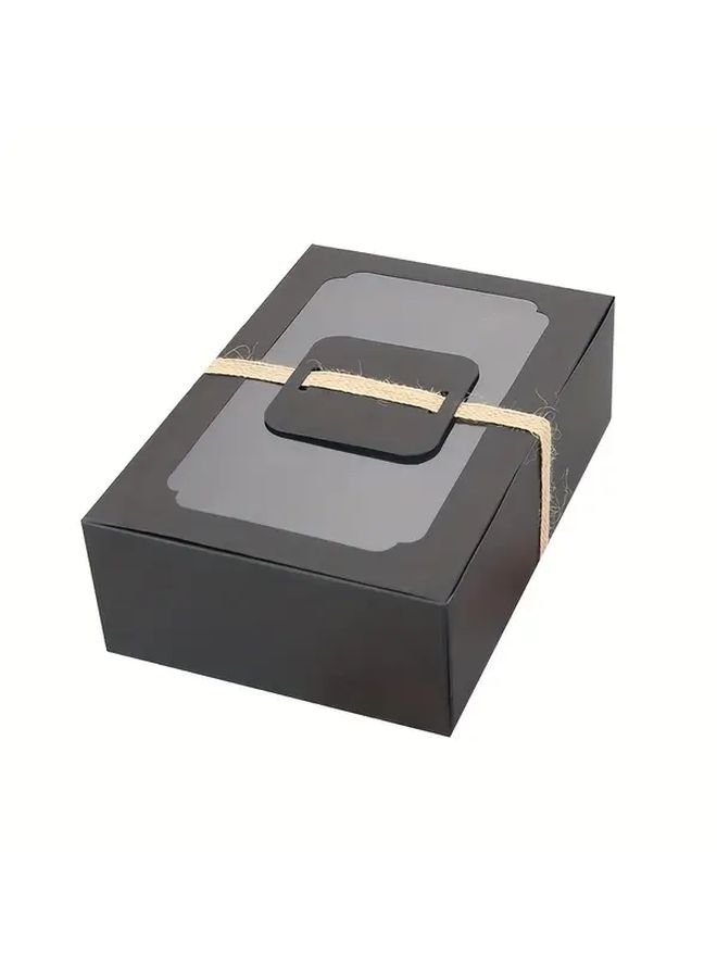 9 Pcs White Kraft Paper Gift Boxes With Clear Window And DIY Tag For Candy Cookies Party Favors Birthday Christmas Wedding Decoration - Image 4