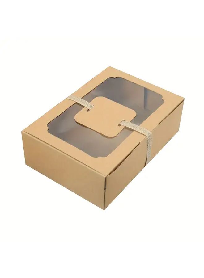 9 Pcs White Kraft Paper Gift Boxes With Clear Window And DIY Tag For Candy Cookies Party Favors Birthday Christmas Wedding Decoration - Image 2